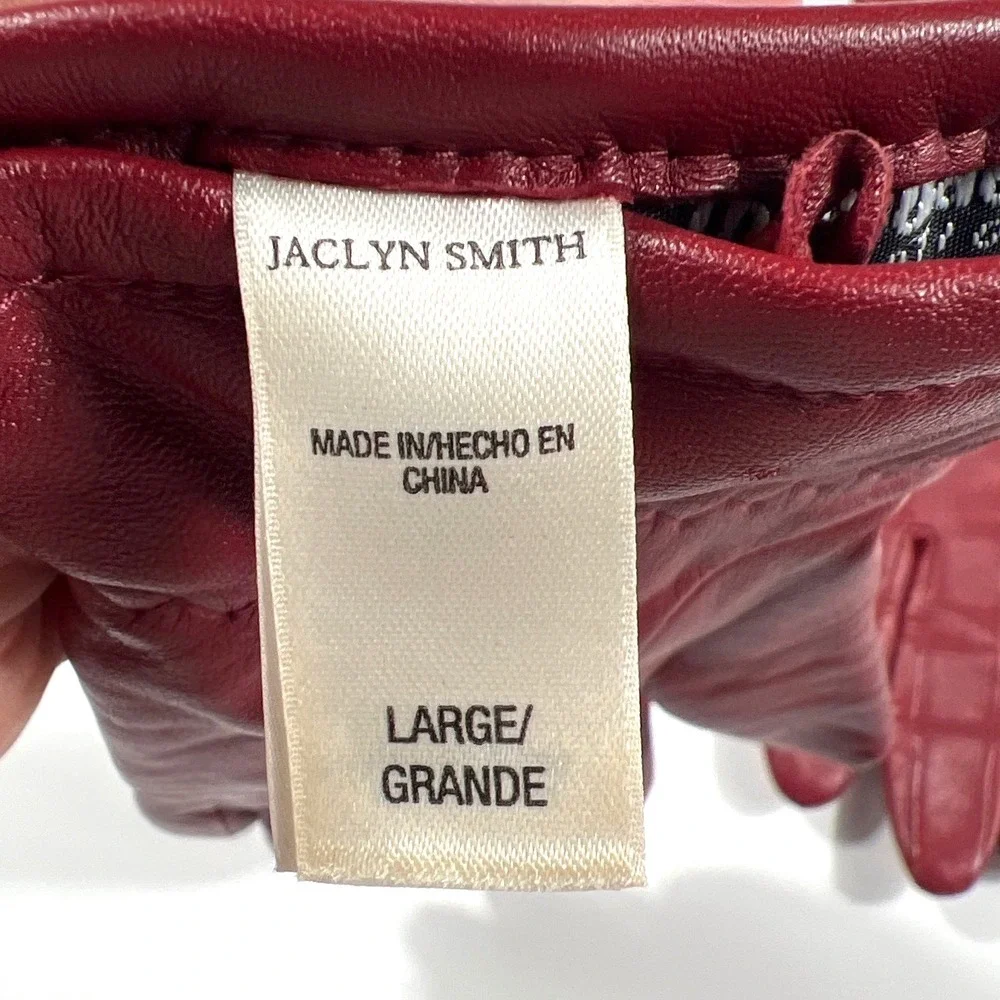 Jaclyn Smith Red Leather Thinsulate Insulated Winter Gloves EUC
